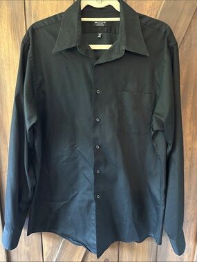 Men's Arrow Black Sateen Button-Up Dress Shirt -